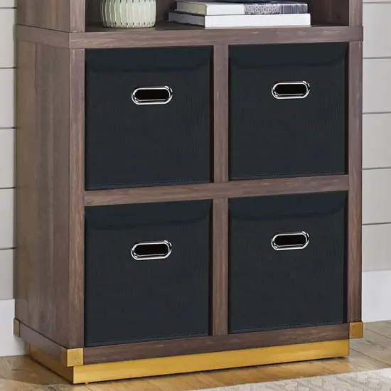 DABEACT Fabric Storage Cube Bins with Lids Closet Organizers collapsible storage bins basket with Handles for Home,Storage Boxes for Organizing,3 Pack,(black) {4}