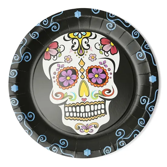 Day Of The Dead 9" Round Disposable Plate 8 Pack {1}