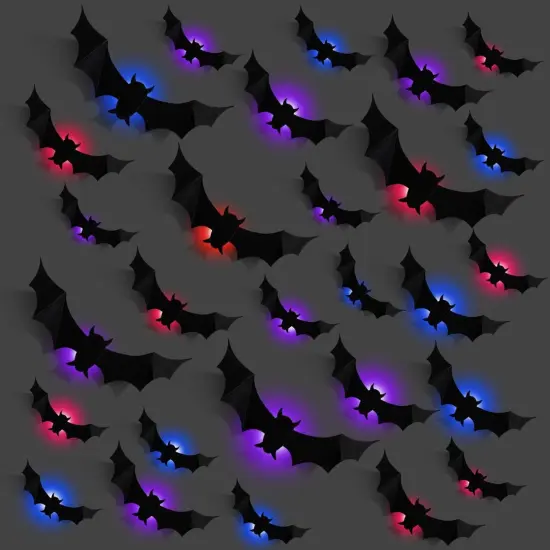 24 Pcs Halloween Light-Up Bats Decorations - 10 Styles {1}
