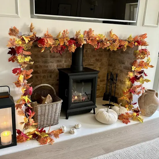 2 Pack Fall Leaf Garland, 5.9Ft Artificial Maple Leaf Garland Fall Leaves {6}