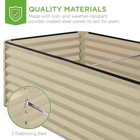 Best Choice Products 8x4x2ft Outdoor Metal Raised Garden Bed, Planter Box for Vegetables, Flowers, Herbs Beige {5}