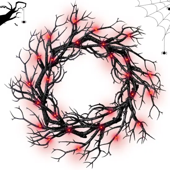 Halloween Black Branch Wreath {1}