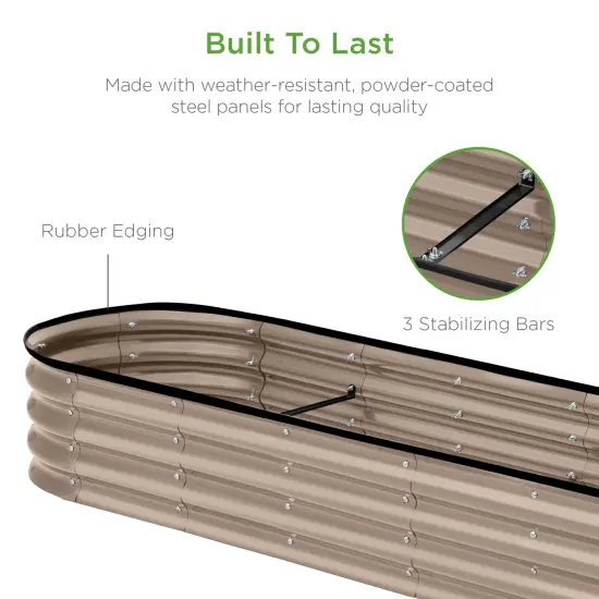 Best Choice Products 8x2x1ft Outdoor Metal Raised Oval Garden Bed, Planter Box for Vegetables, Flowers Taupe {5}