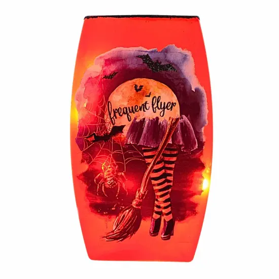 Stony Creek 7.75 In Frequent Flyer Pre-Lit Med Vase Halloween Lighted Glass Accent , Halloween Decor Halloween Witches Hat Spider Moon Pumpkins {5}