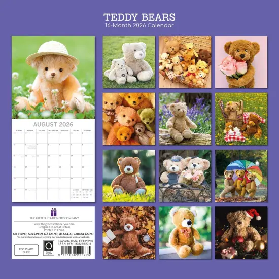The Gifted Stationary 2026 Square Wall Calendar, Teddy Bears, 16-Month Lifestyles Theme Hanging Calendar with 180 Reminder Stickers, Month Planner for Home, or Creative Spaces, 12x12 In Multicolor {4}