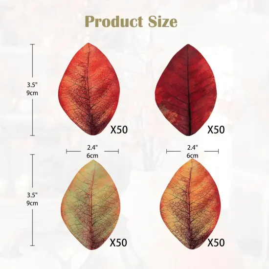 200 PCS Fall Leaves Assorted Color Artificial Magnolia Leave {2}