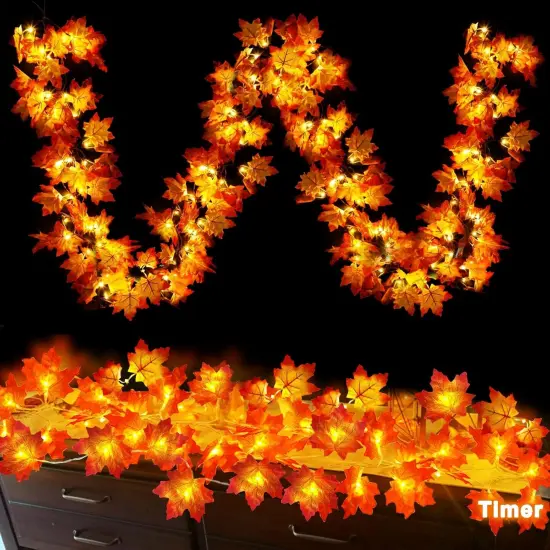 2 Pack Fall Garland with Lights Fall Decorations for Home {1}