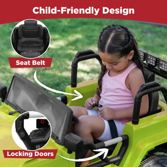 Best Choice Products 12V Kids Ride On Truck Car w/ Remote Control, Spring Suspension, Bluetooth, LED Lights Green {5}