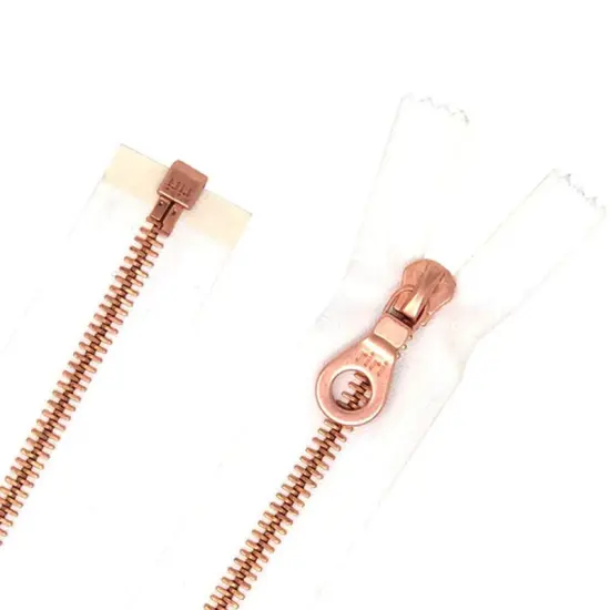 Riri 6MM One-Way Separating Jacket Zipper &ndash; White Tape with Rose Gold {1}