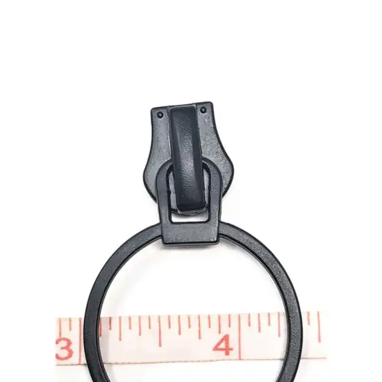 Zipper Pull &ndash; Glossy Round Metal O Ring 8MM in Black {5}