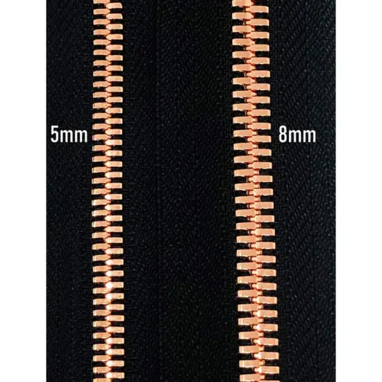 Black Metal Glossy Jacket Separating Zipper Black Tape Rose Gold Copper Teeth 5MM or 8MM {3}