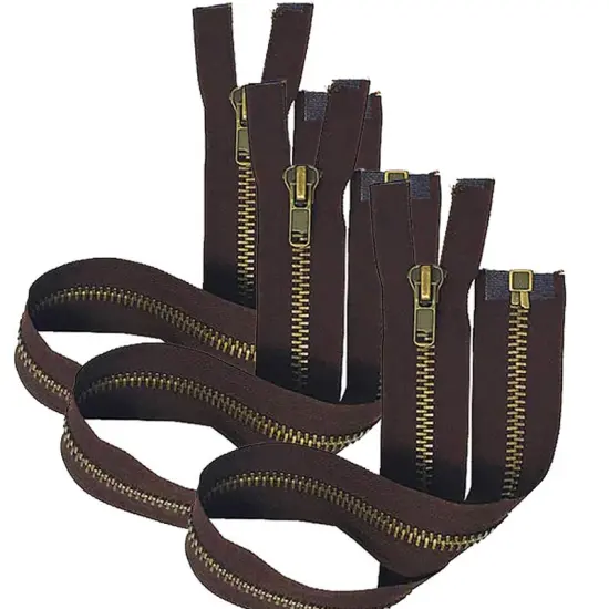Zipper &ndash; Brown 10MM Antique Brass Open Bottom Jacket Zipper 22" {3}