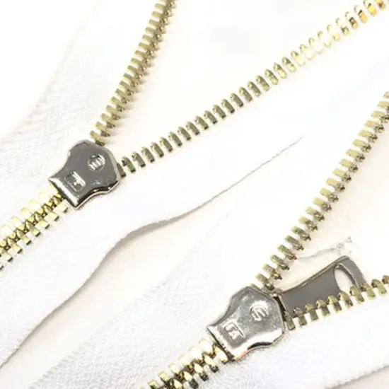 White Glossy Backpack Two Way Closed Zipper 5MM Gold Teeth {5}