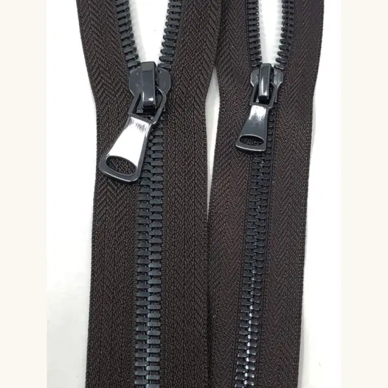 Brown Glossy Two Way Backpack or Luggage Zipper 5MM or 8MM Gun Metal Teeth Closed {3}