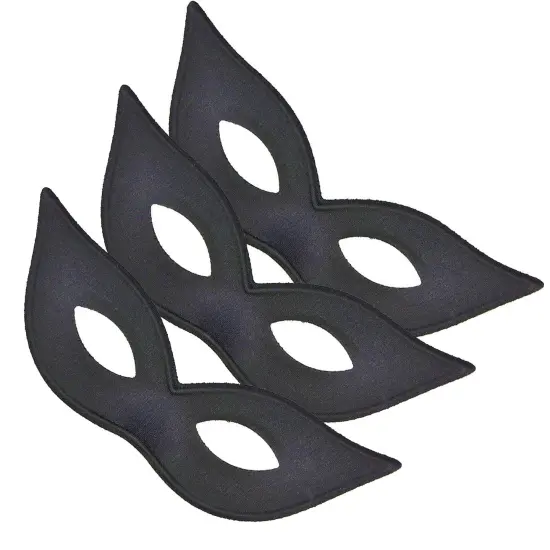 Satin Black Harlequin Mask One Size {2}