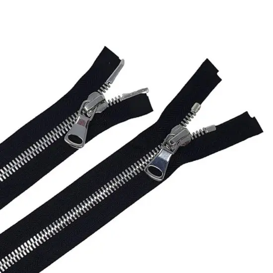 8MM Two Way Separating Open Bottom Zipper Black Silver 36 Inch {1}