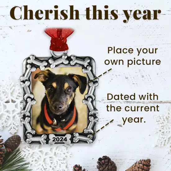 Gloria Duchin Rectangle Pewter Dog Bones Frame Dated {2}