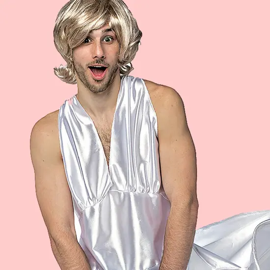 Miss Manroe Funny White Dress Costume for Men Halloween Party Outfit {5}