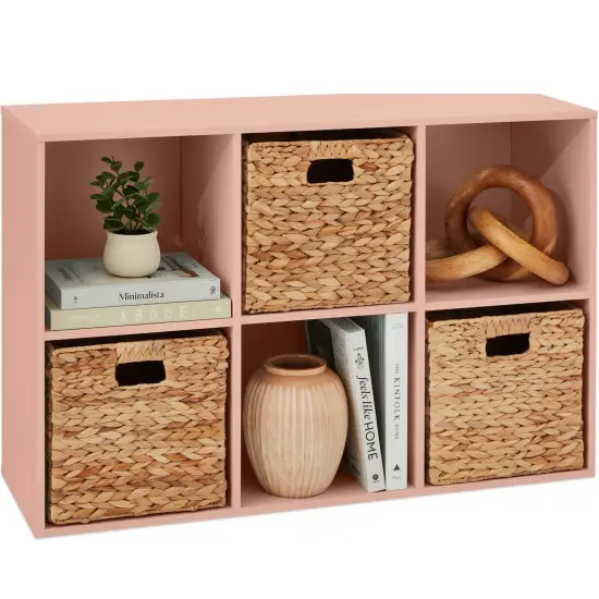 Best Choice Products 6-Cube Bookshelf, 11in Display Storage System, Organizer w/ Removable Back Panels Light Pink {1}