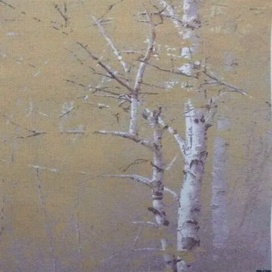 Golden Birch Designer Printed AIDA Fabric. Canvas for embroidery with an applied backgroundKF-1349A {1}