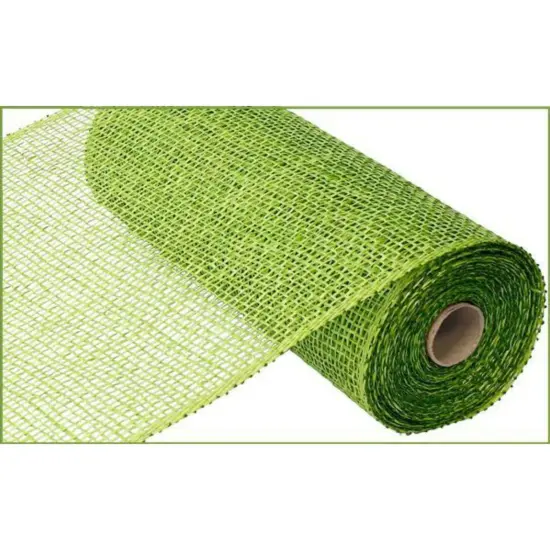 10" Poly Burlap Mesh Ribbon: Lime Green {1}