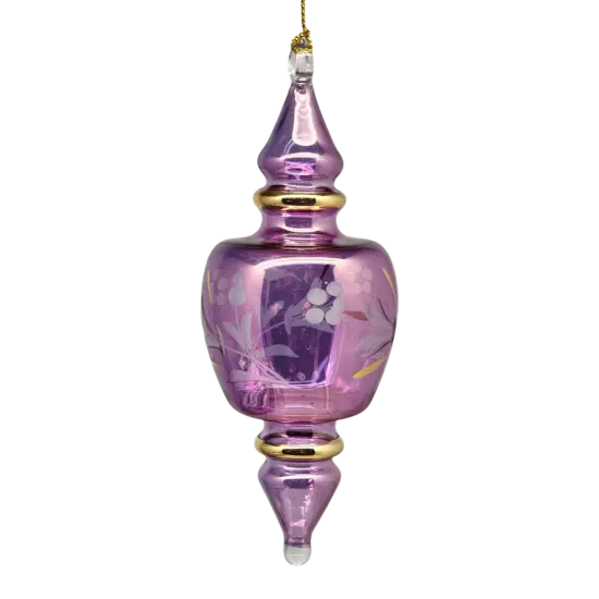 Double Pointed Blown Glass Box Ornament - Purple {1}