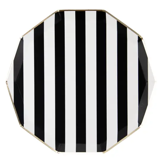BLACK NOIR SIGNATURE CABANA STRIPE PLATES {1}