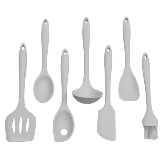 Chef Craft 7 Piece Premium Silicone Kitchen Tool and Utensil Set Gray {1}