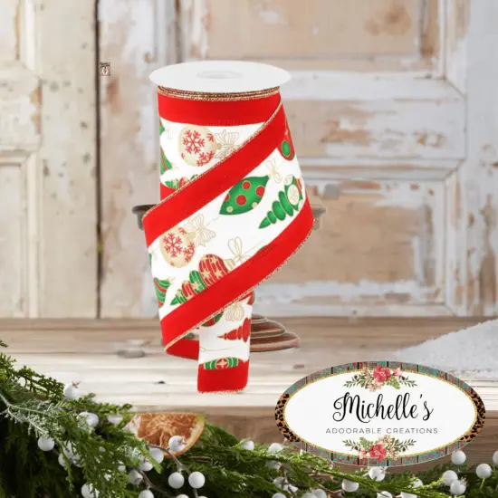 4" Ornaments Velvet Edge Ribbon: White (10 Yards) {3}
