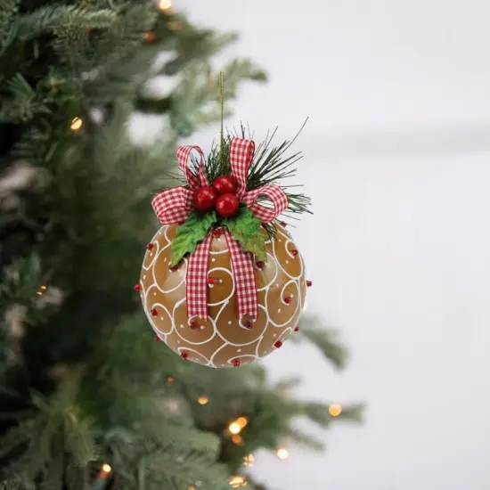 4" Swirl Gingerbread Ball Ornament {3}