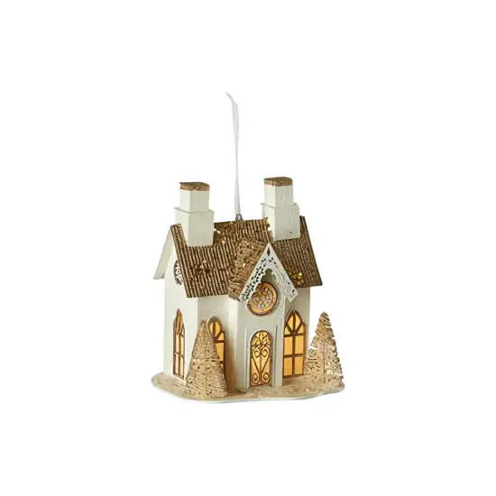 Lighted Glittered Village Ornaments {6}