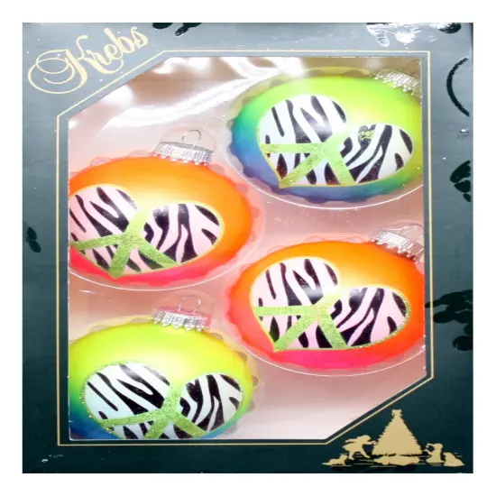 Krebs Value Glass Ball 4 pack - Colorful Peace Hearts {1}