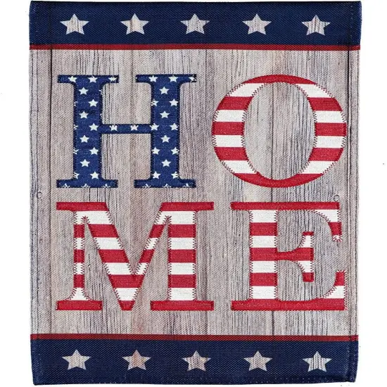 Patriotic Stacked Home Garden Flag 2 Sided Burlap {1}