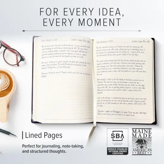 Gallery Leather Journal - Crafted in Maine, USA - Elegant Leather Writing Notebook with 192 Lined Pages - A Timeless Space for Your Thoughts - 9.75x7.5 ", Large Lined Acadia Lime {5}