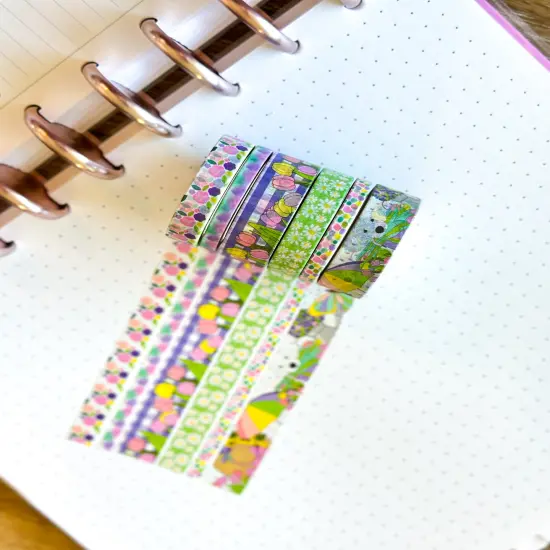 Spring Tulips Umbrellas Cute Pastel Pink Teal Yellow Washi Tape Set May 2025 - W131 {6}