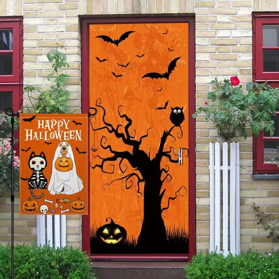 Halloween Ghost Dog Garden Yard Flag 12x18 Inch(Orange) {4}