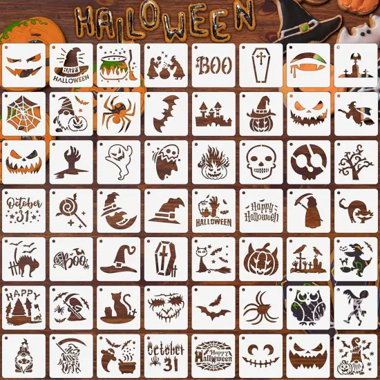 Halloween Stencils, 56 Pack Pumpkin Painting Stencil Ornament(3 Inch) , (Halloween) {1}