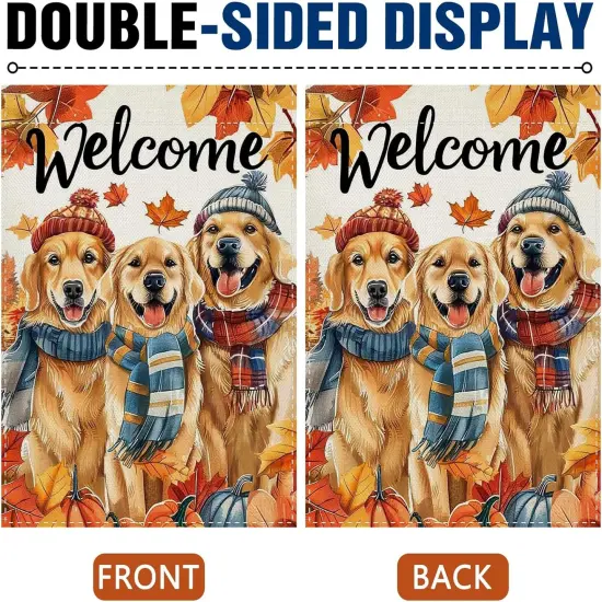 Welcome Fall Garden Yard Flag(Fall Golden Retriever) {3}