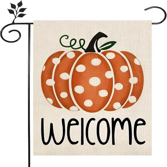12&times;18 Inch - Fall Polka Dots Pumpkin Garden Yard Flag(Multi) {5}