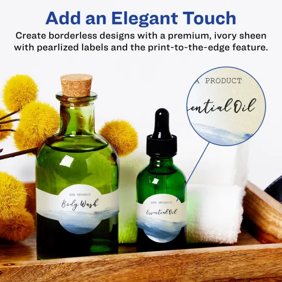 Avery Pearlized Ivory Wraparound Labels with Sure Feed Technology, Print-to-the-Edge, 1.5" x 7.75" {2}