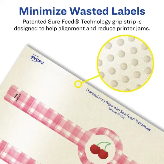 Avery Pearlized Ivory Wraparound Labels with Sure Feed Technology, Print-to-the-Edge, 1.5" x 7.75" {4}