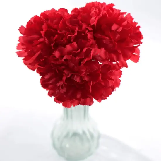 100-Pack: Burgundy Silk Carnation Flower Picks, Floral Home by Artificial Flowers {3}