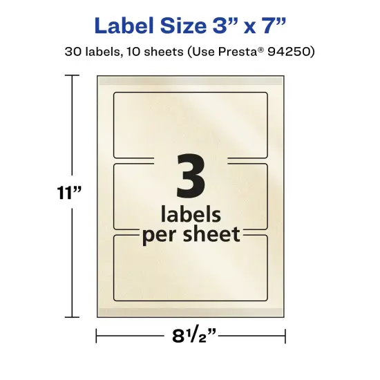 Avery Pearlized Ivory Rectangle Labels with Sure Feed Technology, Print-to-the-Edge, 3" x 7" {5}