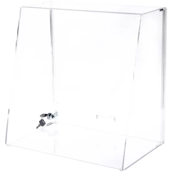 Plymor Clear Acrylic Locking Display Case with Slanted Front and Sliding Back, No Shelves {2}