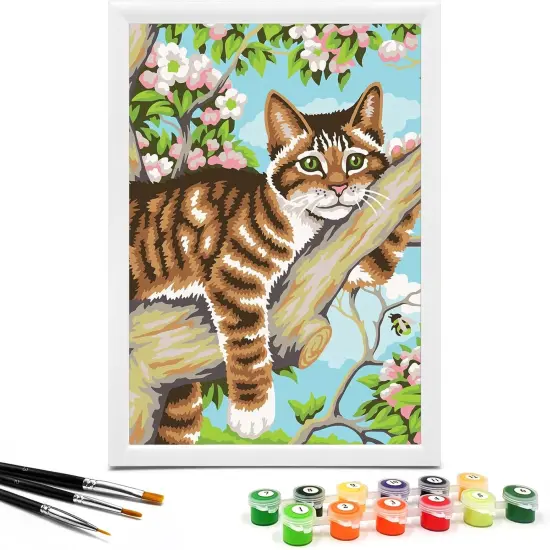 7X9.5 inch - Paint by Numbers for Kids(Cat in The Tree) {1}