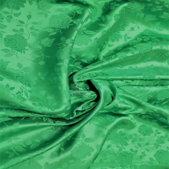 1 Yard Kelly Green Reversible Jacquard Satin Fabric for Curtains Tablecloth Apparel Crafts 58/60" Inches Width {2}