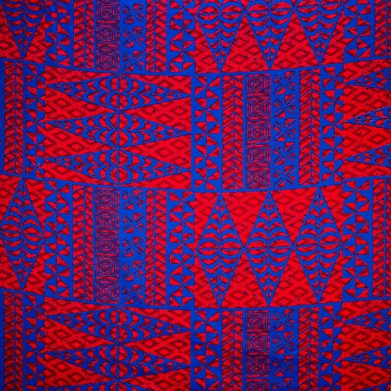 1 Yard Traditional Tongan Geometric Design Cotton Fabric 30in L x 45in W Red & Black {3}