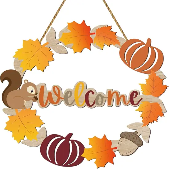 Pumpkin Maple Leaf Welcome Sign - Fall Wreaths {1}