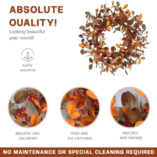 Artificial Fall Wreath with Olive Leaves & Berries {3}