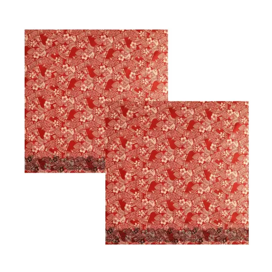 1 Yard Polyensian Hibiscus & Plumeria Flowers Traditional Tattoo Single Border Fabric 45 inch Width Grey {6}